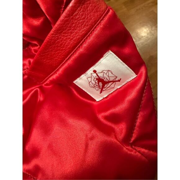 Jordan x Teyana Taylor Red Rose Leather Trim Long Sleeve Cropped Jacket Small - Picture 7 of 7